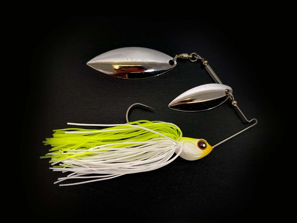 1/4oz White Chartreuse Double Willow Spinnerbait - Cull – Baits4U TA VISKAS